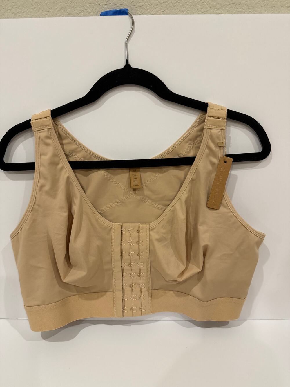 SHAPELLX AirSlim Back Support Bra XL Beige Front Closure Wireless NWT